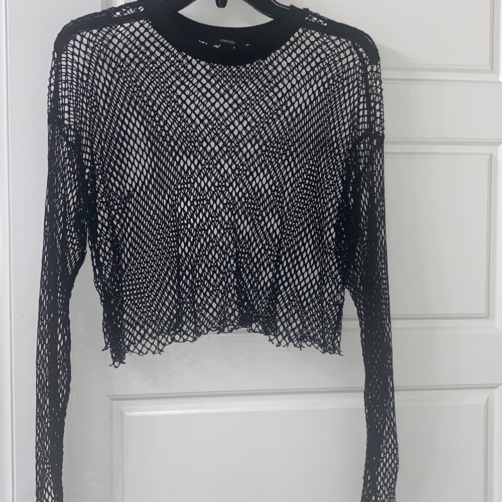 Fishnet F21 cropped long sleeve